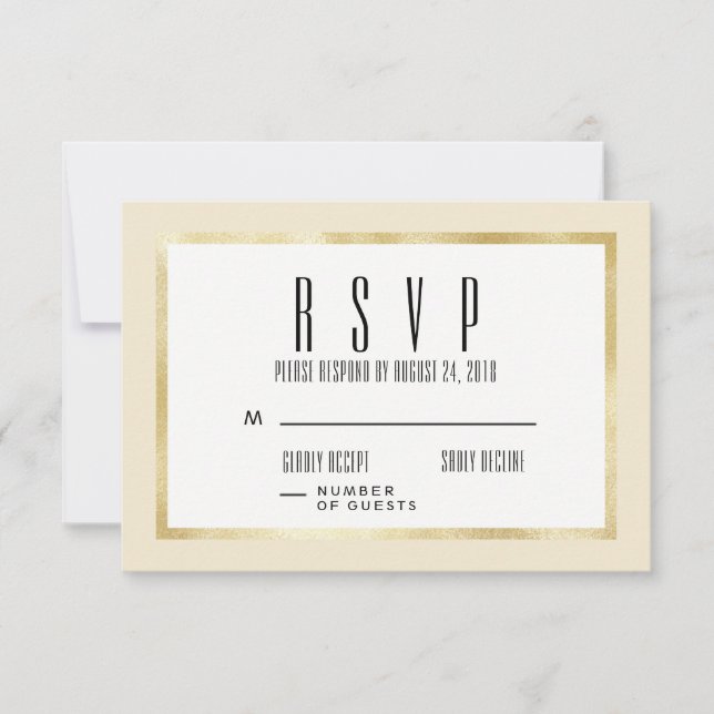 Champagne + Gold Classic Wedding Invite RSVP Card (Front)