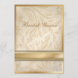champagne gold Damask Bridal Shower Invitation