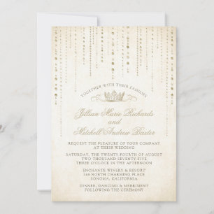 Champagne Gold Fairytale Crown Wedding Invitation
