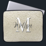 Champagne Gold Foil Modern Monogram Laptop Sleeve<br><div class="desc">This laptop sleeve has a background of textured faux champagne gold. Simple and contemporary. Complete it with a personalised monogram and name. Created by Simply Farmhouse Press.</div>