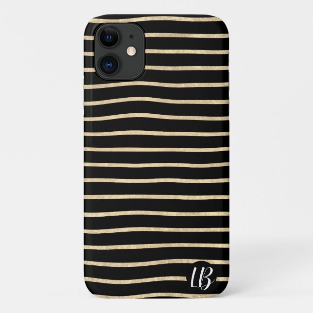 Champagne Gold Foil Stripes Phone Case (Back)