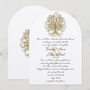 Champagne Gold Forest Rustic Luxe Tree Wedding Invitation