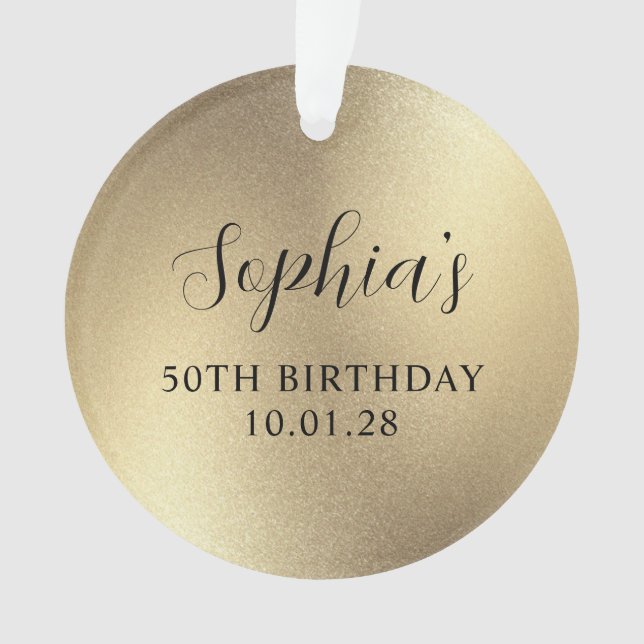 Champagne Gold Glam Foil 50th Birthday Photo Ornament (Front)