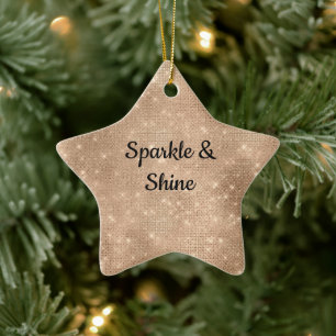 Champagne Gold Glam Sparkle Glitz Ceramic Ornament