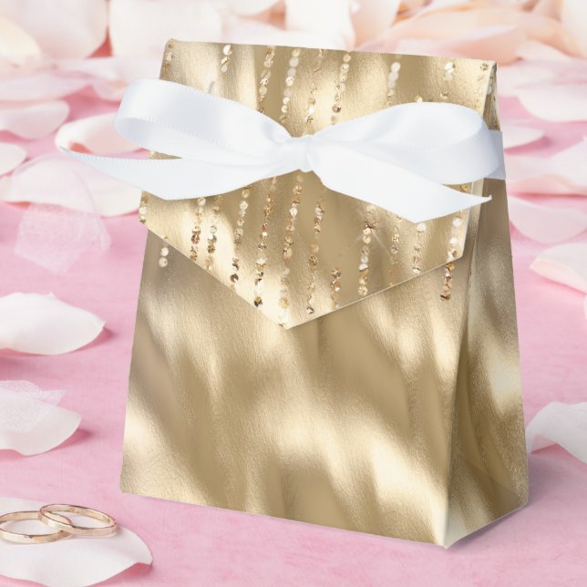 Champagne Gold Glam Sparkle Strings Wedding Favour Box (Wedding)