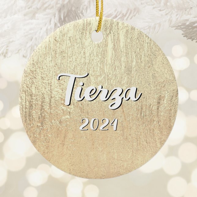 Champagne Gold Glam Texture Personalised Ceramic Ornament (Champagne Gold Glam Texture Personalized Ceramic Ornament)