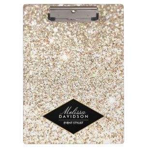 Champagne Gold Glitter and Glamour Personalised Clipboard