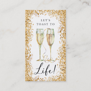 Champagne Gold Glitter Birthday Party Bookmark Business Card
