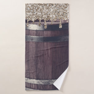 Champagne Gold Glitter Drip Rustic Glam Chic Bath Towel Set