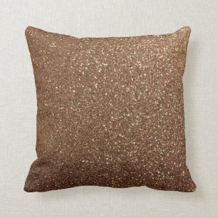 Champagne Gold Glitter Faux Throw Pillow