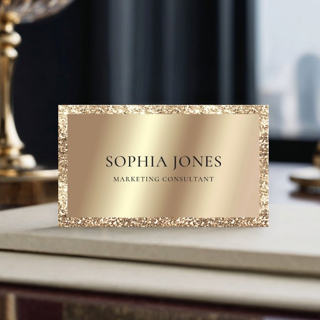 Champagne Gold Glitter Frame Luxury  Business Card (Creator Uploaded)