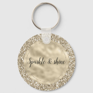 Champagne Gold Glitzy Glitter Key Ring