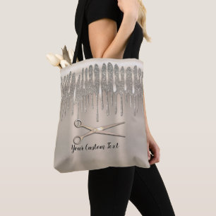 Champagne Gold Hair Stylist Diamond Glitter Drip Tote Bag
