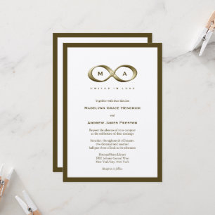 Champagne Gold Infinity Hand Clasp Classic Wedding Invitation