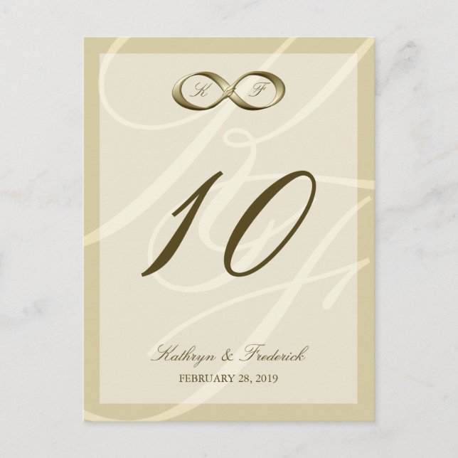 Champagne Gold Infinity Hand Clasp Table Number Postcard (Front)