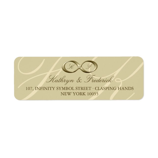Champagne Gold Infinity Hand Clasp Wedding Labels (Front)