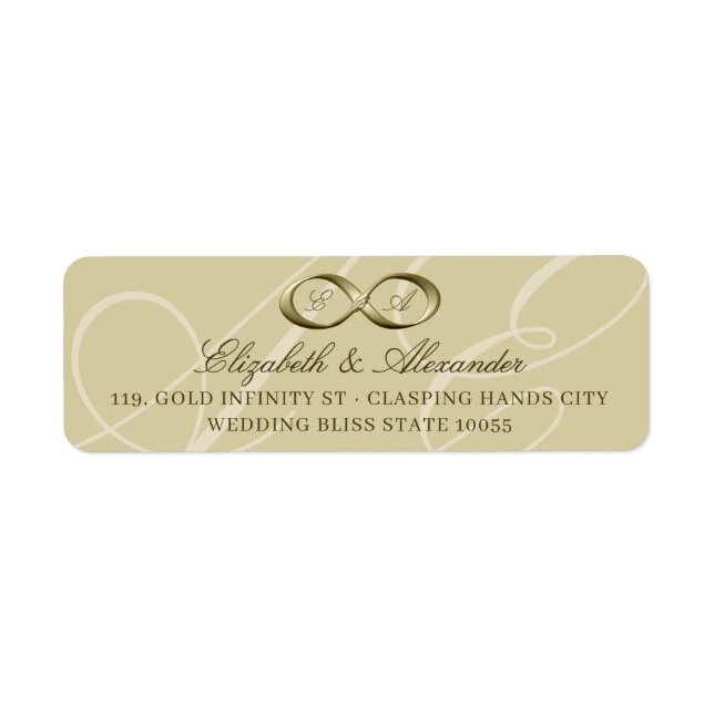Champagne Gold Infinity Hand Clasp Wedding Labels (Front)
