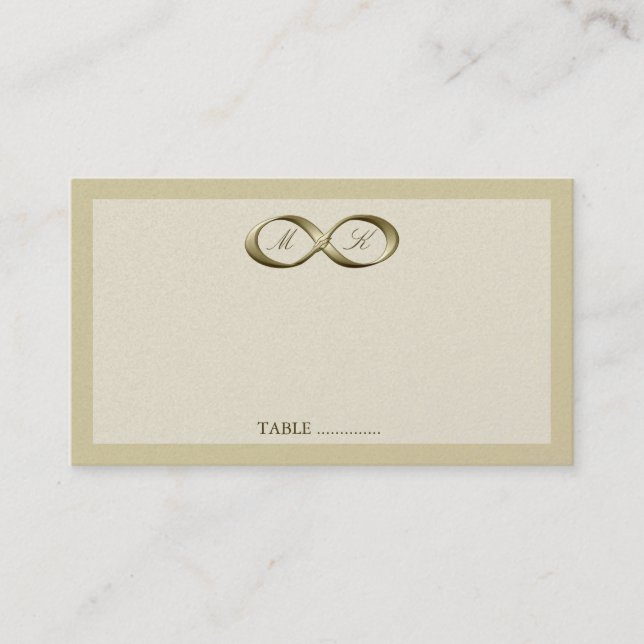 Champagne Gold Infinity Hand Clasp Wedding Place C Place Card (Front)