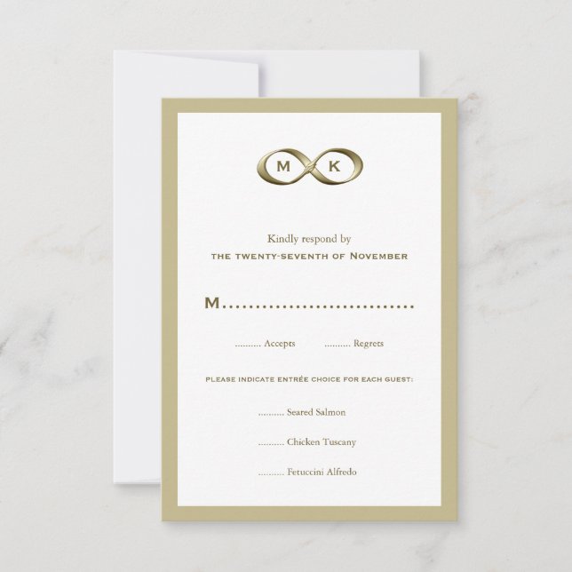 Champagne Gold Infinity Hand Clasp Wedding RSVP Ca (Front)