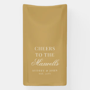 Champagne Gold Ivory Cheers Script Wedding Banner