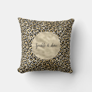 Champagne Gold Leopard Print Cushion