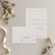 Champagne Gold Modern Minimalist Wedding RSVP 