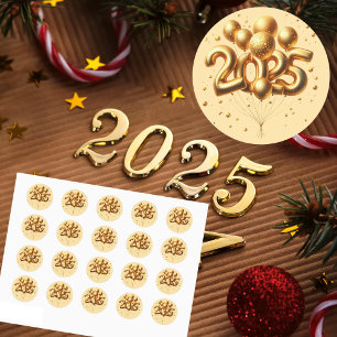 Champagne Gold New Year's Classic Round Sticker