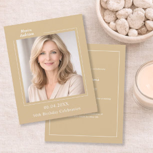 Champagne gold photo birthday invitation