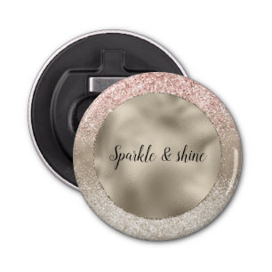 Champagne Gold Pink White Glitzy Glitter Bottle Opener