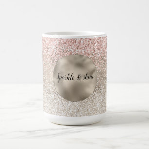 Champagne Gold Pink White Glitzy Glitter Coffee Mug