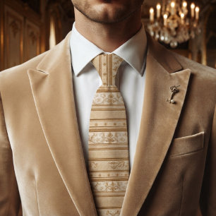 Champagne Gold Regency Stripe Tie