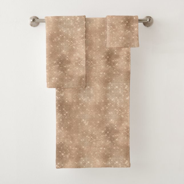 Champagne Gold Sparkle  Christmas Bath Towel Set (Insitu)