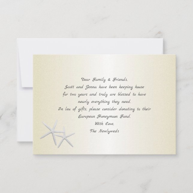 Champagne Gold Starfish Wishing Well Cards (Front)