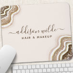 Champagne Gold Tan Brown Glitter Agate Geode Mouse Pad<br><div class="desc">Champagne Gold Tan Brown Glitter Agate Geode Luxe Chic Mouse Pad. Perfect for makeup artists,  hair stylists,  cosmetologists,  and more!</div>