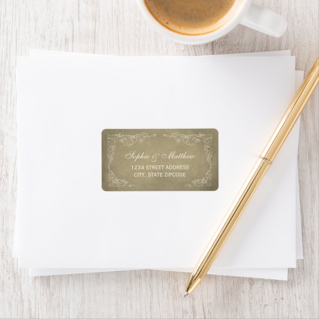 Champagne Gold Vineyard Wedding Address Label (Insitu)