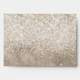 Champagne Gold White Glitzy Glitter Envelope