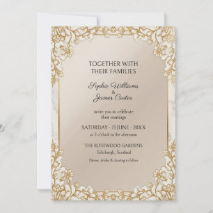 Champagne Gold Wildflower Wedding Invitation