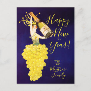 Champagne Grapes New Year  Holiday Postcard