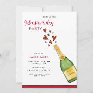 Champagne & Hearts Galentine's Day Party Invitation