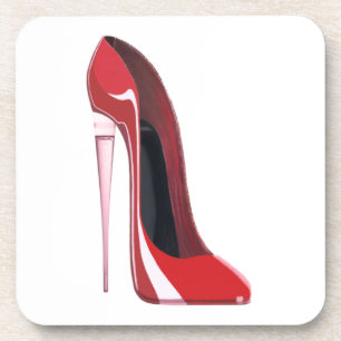Champagne heel red stiletto shoe art coaster