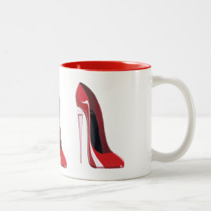 Champagne heel red stiletto shoe art Two-Tone coffee mug