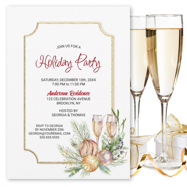 Champagne Holiday Party Invitation (Creator Uploaded)