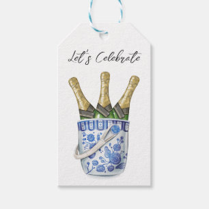 Champagne in Chinoiserie Ice Bucket Gift Tag