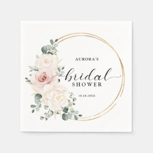 Champagne Ivory Blush Pink Floral Bridal shower    Napkin