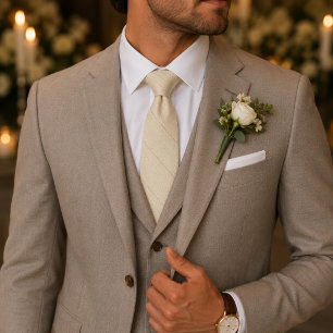 Champagne Ivory Elegant Wedding & Formal Tie