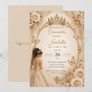 Champagne Ivory Quinceañera  Invitation