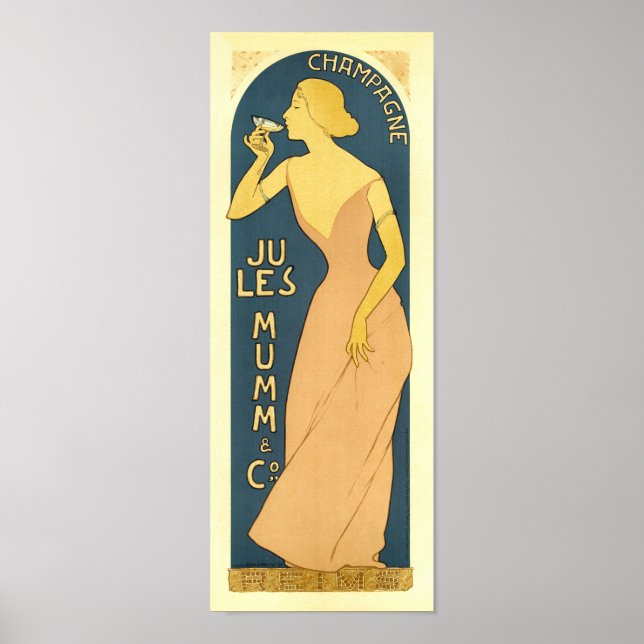 Champagne Jules Mumm & Co. Vintage French Ad Poster (Front)