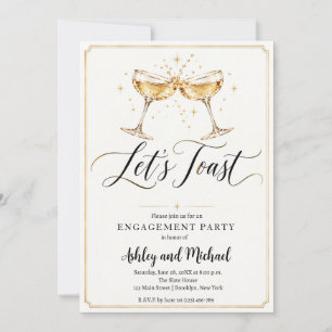 Champagne Let's Toast Engagement Party Invitation