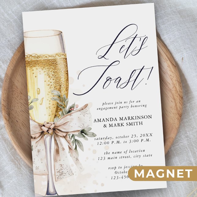 Champagne Let's Toast Winter Engagement Magnetic Invitation (Creator Uploaded)