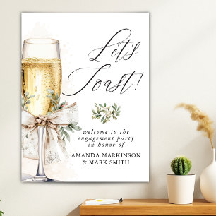 Champagne Let's Toast Winter Engagement Welcome Poster